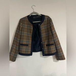 Zara Tan Plaid Blazer